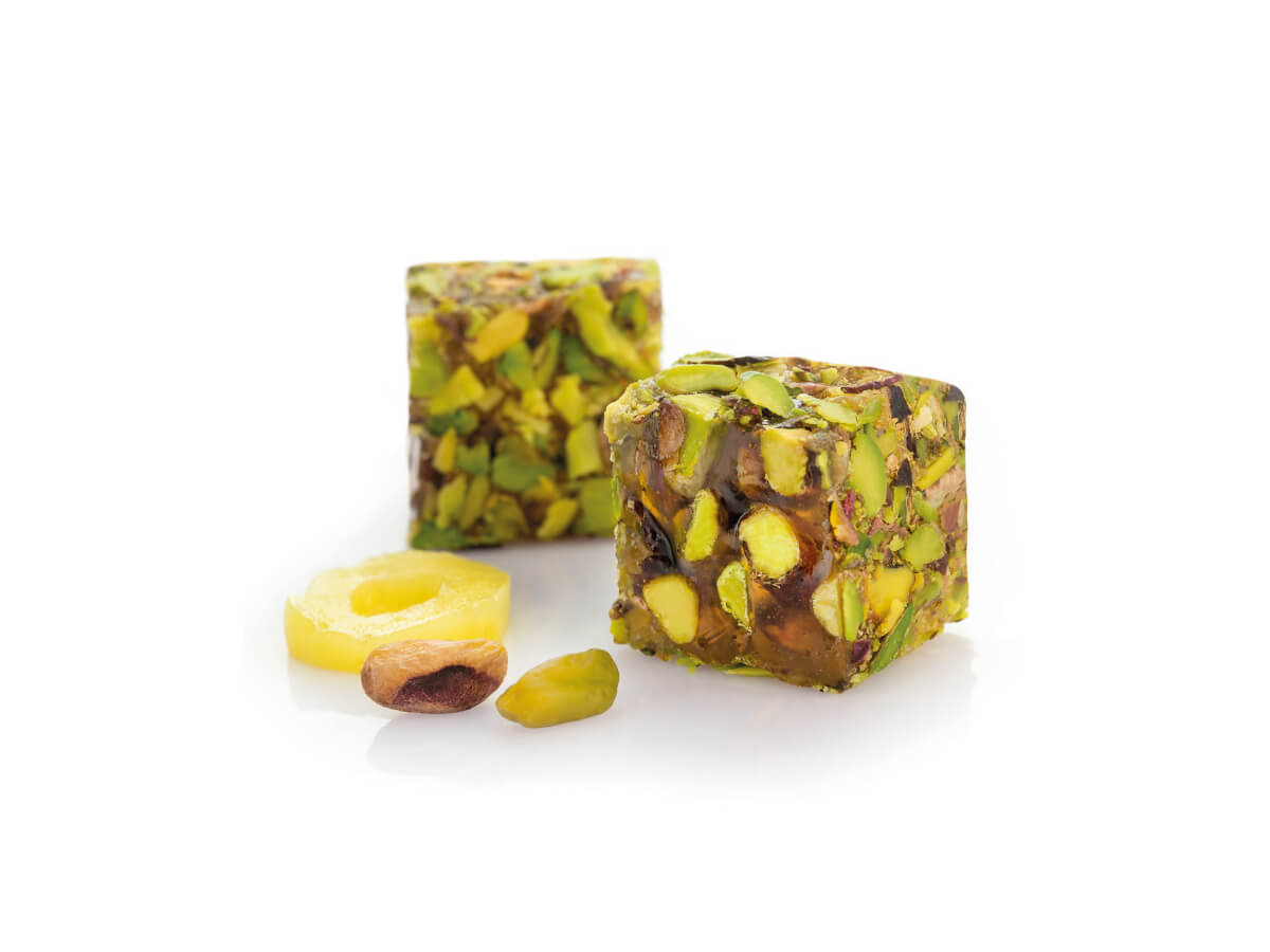 Pistachio & Pineapple Flavor Coated Sliced Pistachio || Mediterranean Specialty Foods Inc. | Special Turkish Delights, Extra Turkish Delights, Chocolate Delights, Cezerye, Seasoned Turkish Delights, Fruit Delights, Sujuk and Wrapped Turkish Delights and All Variety Turkish Delights