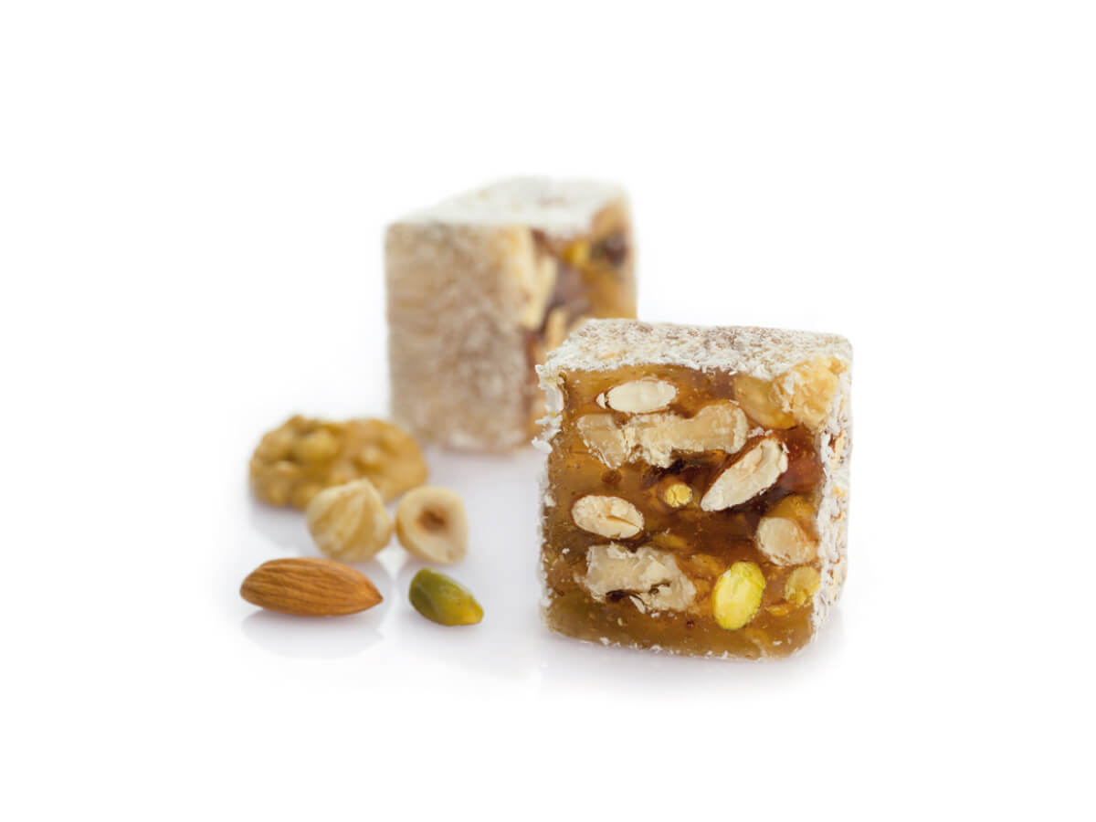 Mix Nut & Honey Flavor Coated With Coconut || Mediterranean Specialty Foods Inc. | Special Turkish Delights, Extra Turkish Delights, Chocolate Delights, Cezerye, Seasoned Turkish Delights, Fruit Delights, Sujuk and Wrapped Turkish Delights and All Variety Turkish Delights