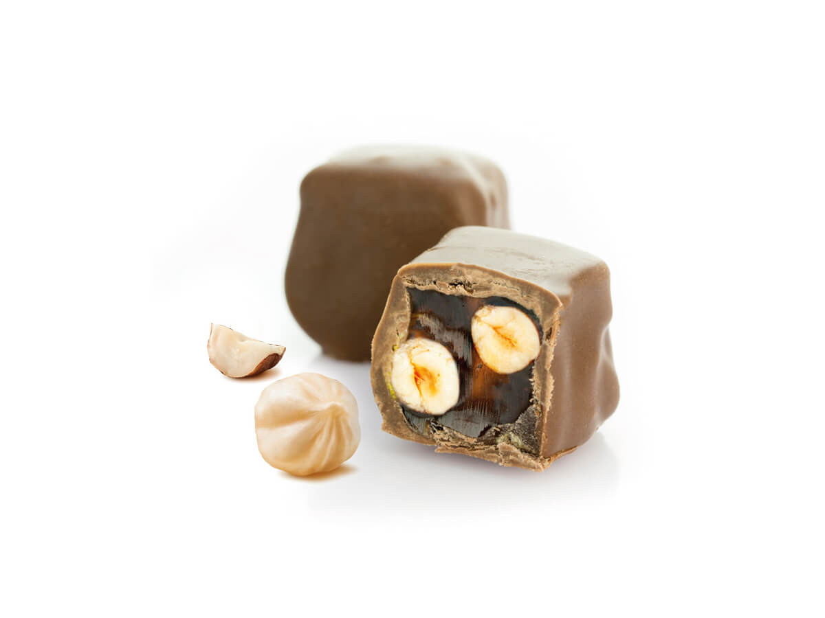 Hazelnut Delight Coated with Chocolate || Mediterranean Specialty Foods Inc. | Special Turkish Delights, Extra Turkish Delights, Chocolate Delights, Cezerye, Seasoned Turkish Delights, Fruit Delights, Sujuk and Wrapped Turkish Delights and All Variety Turkish Delights
