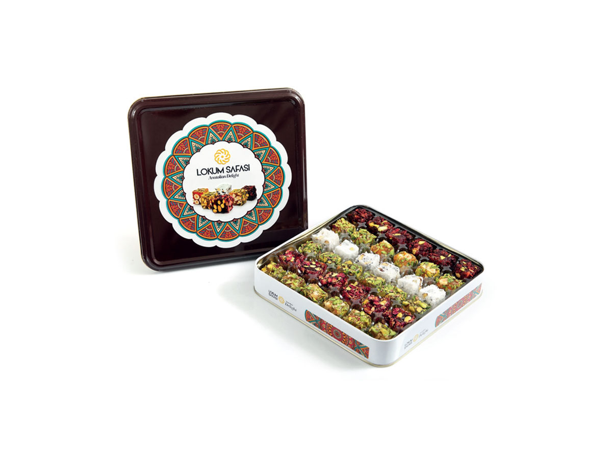 Mix Nuts Delight - Tin Box - Six Kinds || Mediterranean Specialty Foods Inc. | Special Turkish Delights, Extra Turkish Delights, Chocolate Delights, Cezerye, Seasoned Turkish Delights, Fruit Delights, Sujuk and Wrapped Turkish Delights and All Variety Turkish Delights