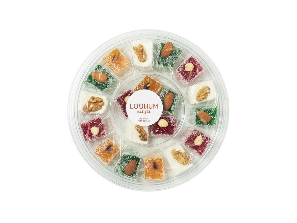 Fruit Mix Flavored With Mix Nut Delight || Mediterranean Specialty Foods Inc. | Special Turkish Delights, Extra Turkish Delights, Chocolate Delights, Cezerye, Seasoned Turkish Delights, Fruit Delights, Sujuk and Wrapped Turkish Delights and All Variety Turkish Delights