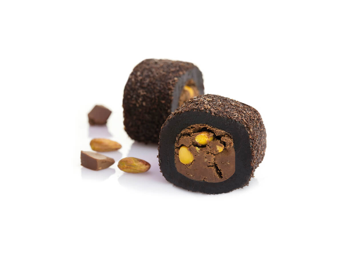 Pistachio & Chocolate Coa. with Coconut and Cocoa || Mediterranean Specialty Foods Inc. | Special Turkish Delights, Extra Turkish Delights, Chocolate Delights, Cezerye, Seasoned Turkish Delights, Fruit Delights, Sujuk and Wrapped Turkish Delights and All Variety Turkish Delights