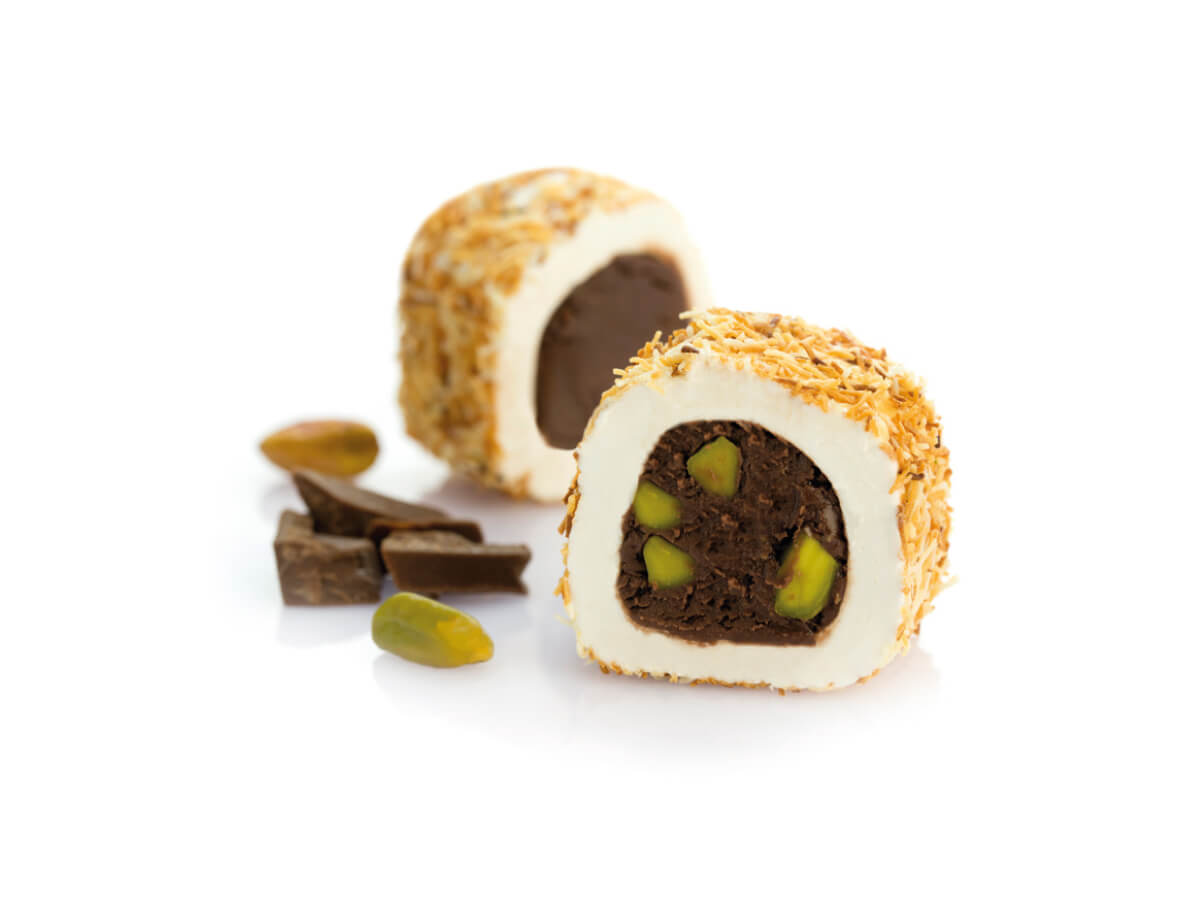 Sultan Delight & Pistachio - Chocolate Coated with Kadaifi || Mediterranean Specialty Foods Inc. | Special Turkish Delights, Extra Turkish Delights, Chocolate Delights, Cezerye, Seasoned Turkish Delights, Fruit Delights, Sujuk and Wrapped Turkish Delights and All Variety Turkish Delights