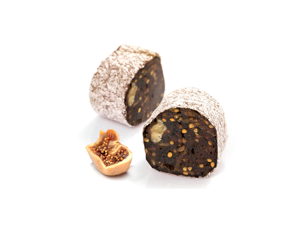 Fig & Walnut Roll Coated with Coconut || Mediterranean Specialty Foods Inc. | Special Turkish Delights, Extra Turkish Delights, Chocolate Delights, Cezerye, Seasoned Turkish Delights, Fruit Delights, Sujuk and Wrapped Turkish Delights and All Variety Turkish Delights