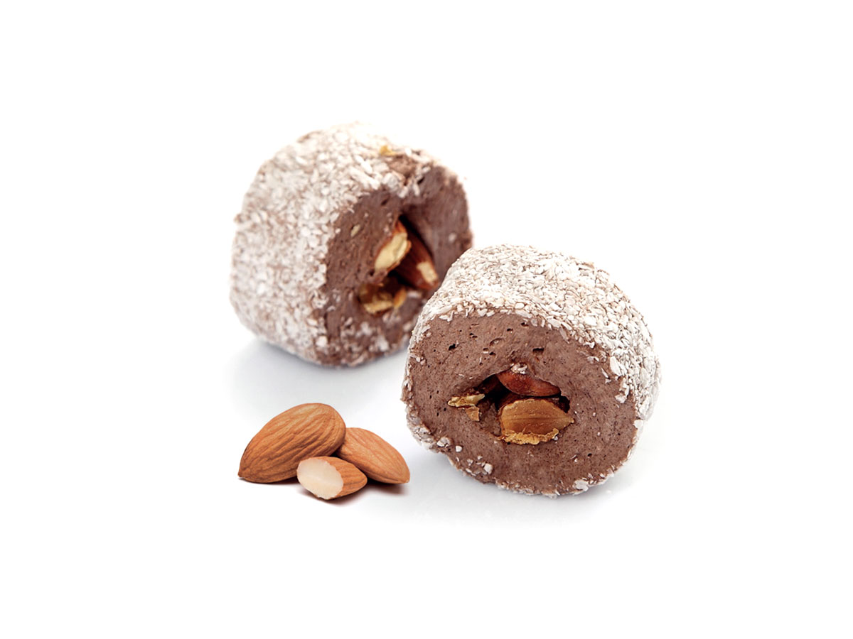 Sultan Delight & Almond - Cocoa Coated With Coconut || Mediterranean Specialty Foods Inc. | Special Turkish Delights, Extra Turkish Delights, Chocolate Delights, Cezerye, Seasoned Turkish Delights, Fruit Delights, Sujuk and Wrapped Turkish Delights and All Variety Turkish Delights