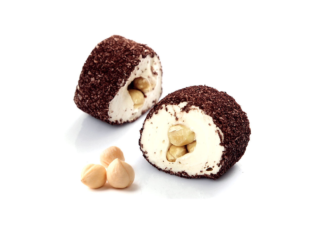 Sultan Delight & Hazelnut Coated With Cacao Coconut || Mediterranean Specialty Foods Inc. | Special Turkish Delights, Extra Turkish Delights, Chocolate Delights, Cezerye, Seasoned Turkish Delights, Fruit Delights, Sujuk and Wrapped Turkish Delights and All Variety Turkish Delights