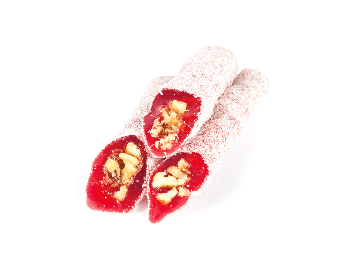 Walnut Delight Pomegranate Flavor Coated With Coconut || Mediterranean Specialty Foods Inc. | Special Turkish Delights, Extra Turkish Delights, Chocolate Delights, Cezerye, Seasoned Turkish Delights, Fruit Delights, Sujuk and Wrapped Turkish Delights and All Variety Turkish Delights